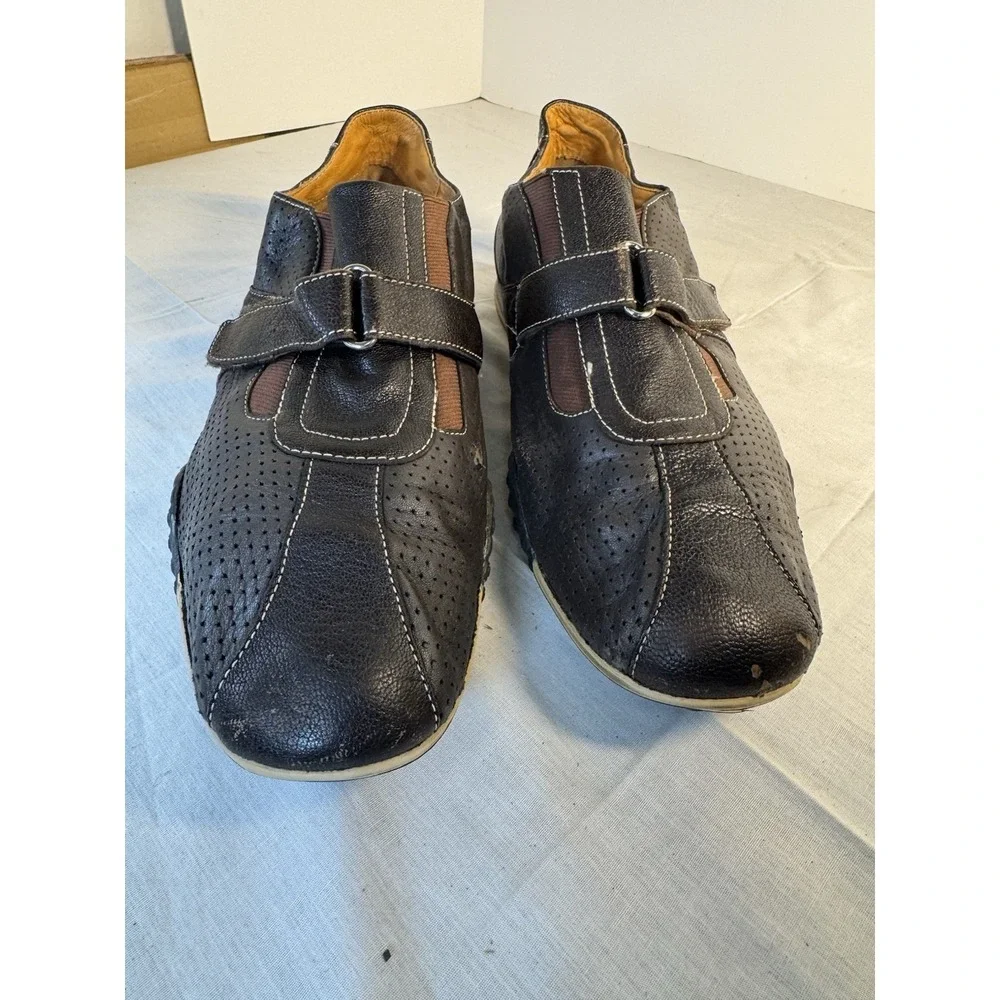 Cole Hann & Nike Collab Leather Loafers Shoes Brown Perforated Strap Size 10M